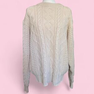 Vintage 90s Cream Chunky Cable Knit Sweater